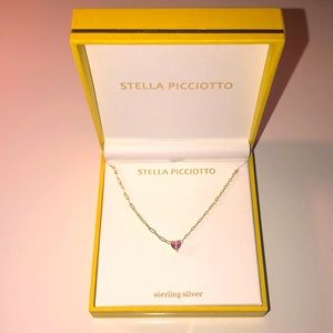 BNIB Stella Picciotto necklace with pink heart shaped stone.